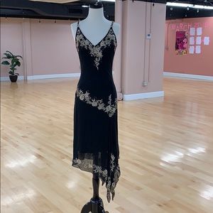 Black cocktail dress with flowers